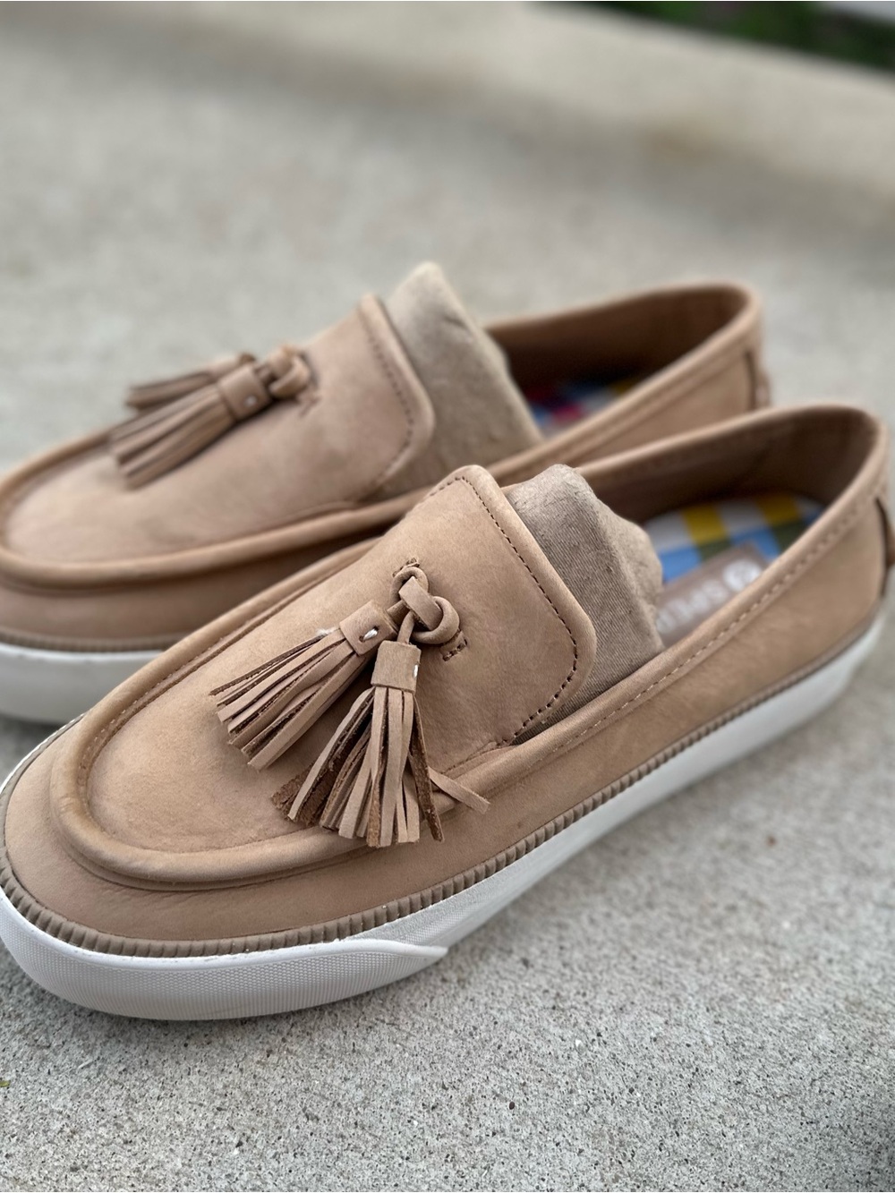 Unisex Tassel Slip-On Loafers in Tan